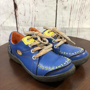 TMA eyes Blue Casual Lace-Up Women’s Sneakers with Yellow Accent Stitching 7.5